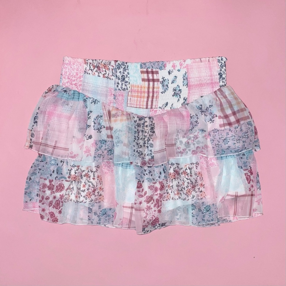 Madden Nyc Cute Patchwork Patterned Mini Skirt - image 1